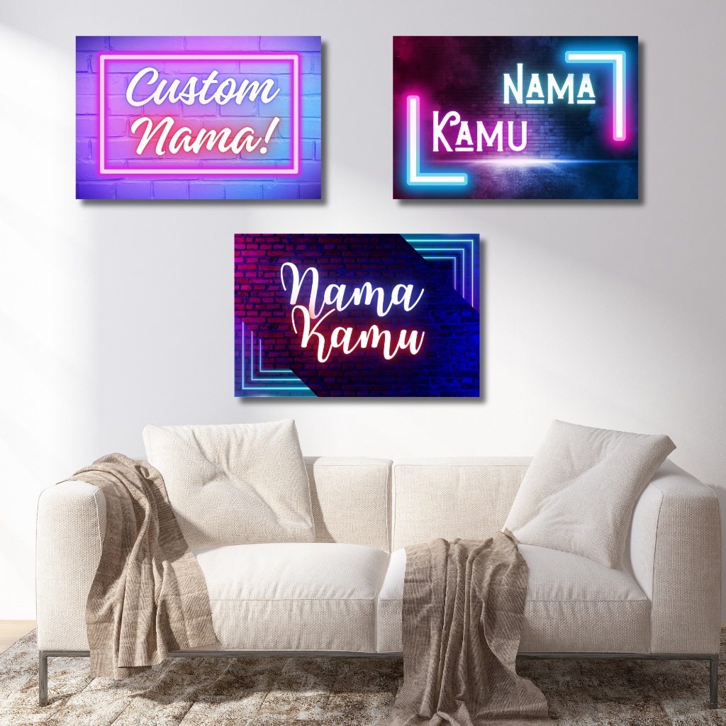 [COD] 20 x 30 Poster Neon Custom Nama dan kata-kata keren Aestetic Hiasan dinding kamar