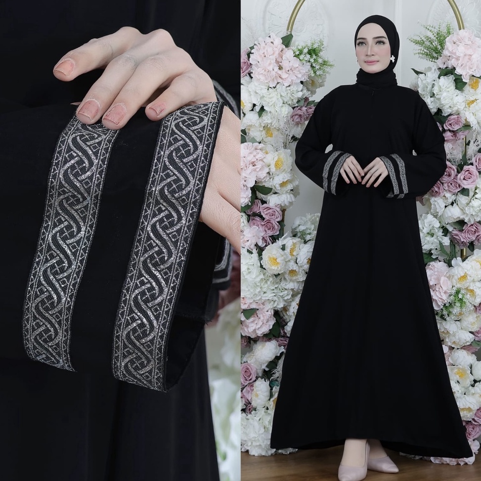 LANGSUNG ORDER Gamis Terbaru Abaya Hitam Jetblack Athifah BUSUI Abaya Turkey Polos Simple Dress Musl