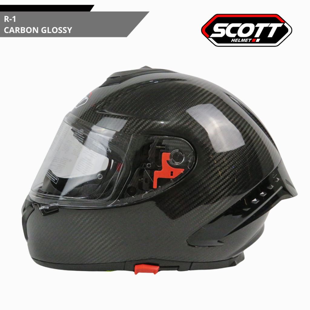 Scott - Helm Half Face Dewasa R-1 SNI / Carbon Glossy