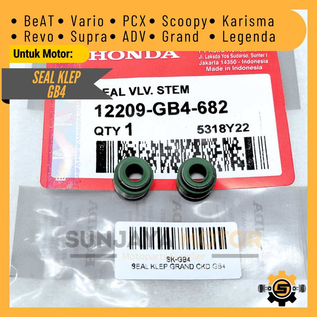 Seal Klep GB4 Sil Klep Kualitas Original Honda Beat FI Supra X 100 Scoopy FI Astrea Grand Beat ESP S