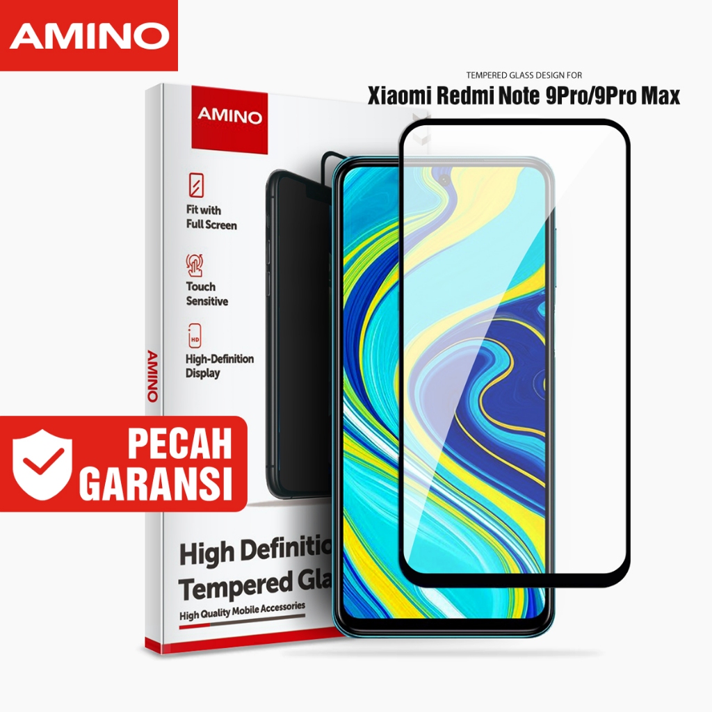 AMINO Tempered Glass 5D Untuk Xiaomi Redmi Note 9 Pro / Redmi Note 9 Pro Max 6.67 inch Fullcover Premium Glass Full Screen