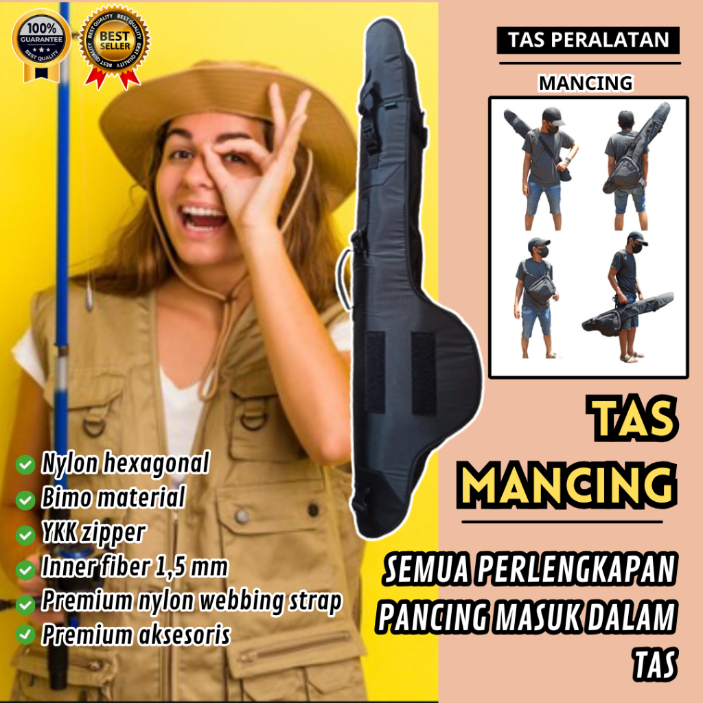 tas memancing Selempang Kuat Bahan Tebal Premium aksesoris keren Ransel Terbaik Jumbo 4 Joran kanton