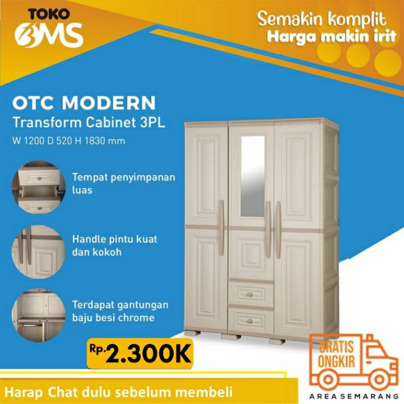 Olymplast Lemari Plastik OTC Modern 3PL 3 pintu cermin gantung Toko Bms