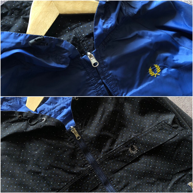 Reversible Windbreaker Jacket FRED PERRY Second Casual , Reversible Jacket Second Black & Blue Secon