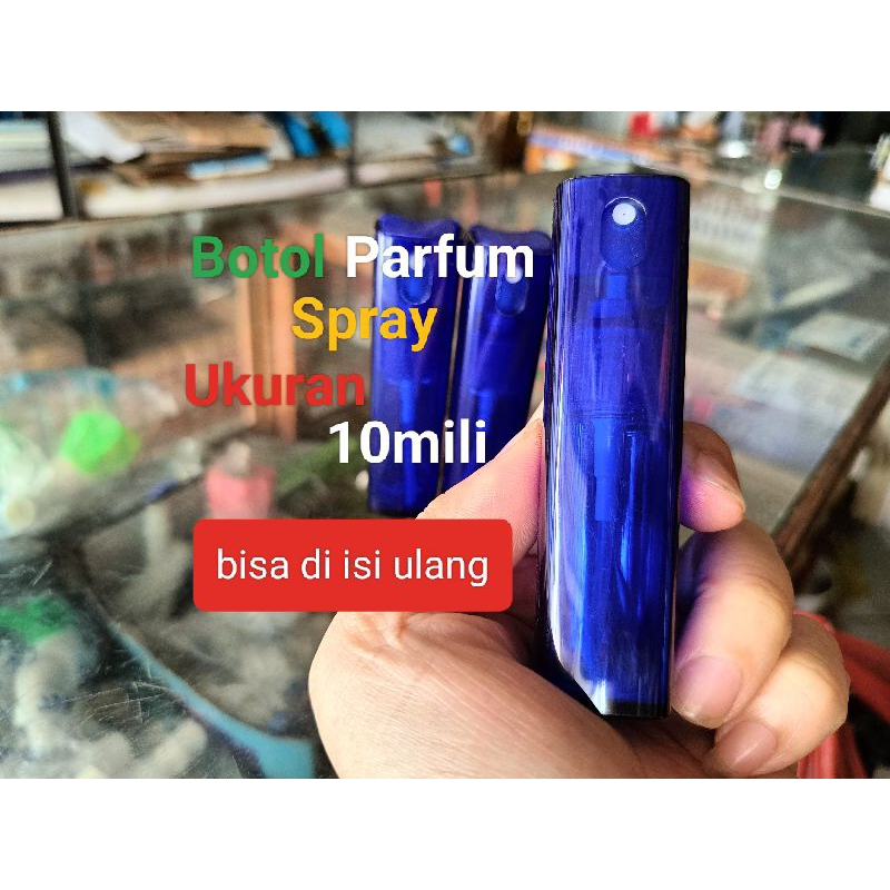 botol parfum spray ukuran 10mili , bahan plastik , botol kosong, bibit parfum