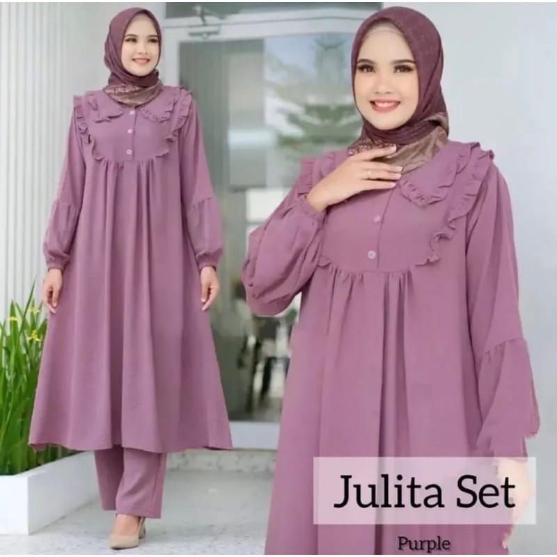 JULITA SET JUMBO TUNIK CRINKLE WANITA TERLARIS
