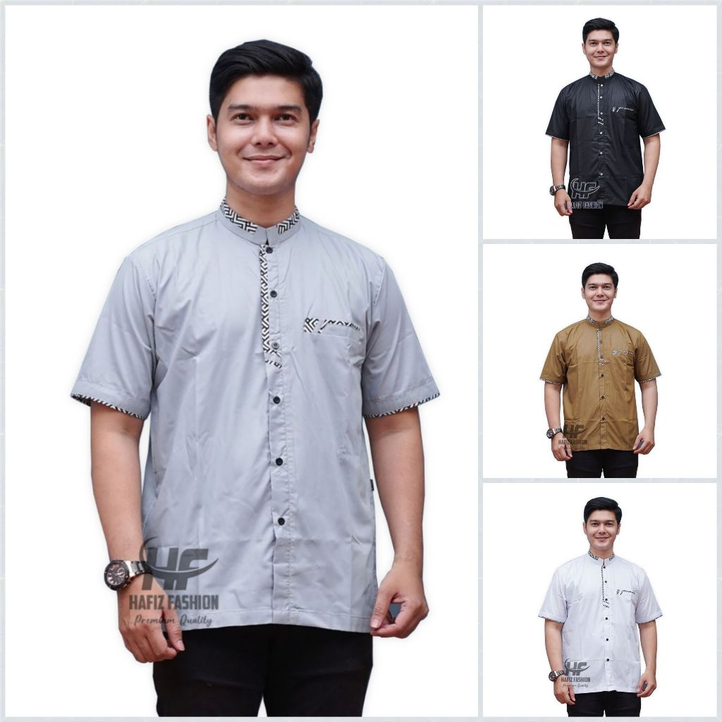 Baju koko pria dewasa lengan pendek model terbaru lis batik hafiz