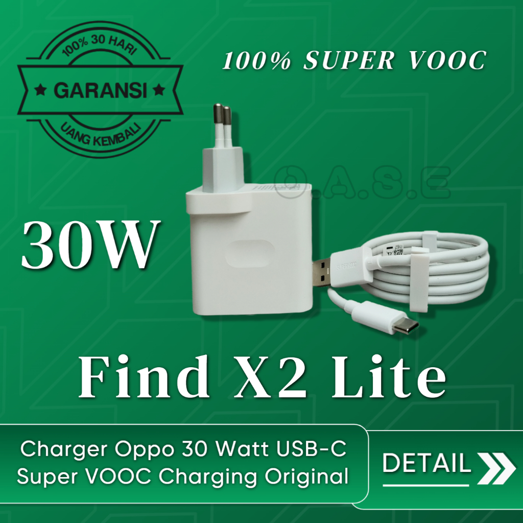 Charger Oppo Find X2 Lite Original Super VOOC 30W