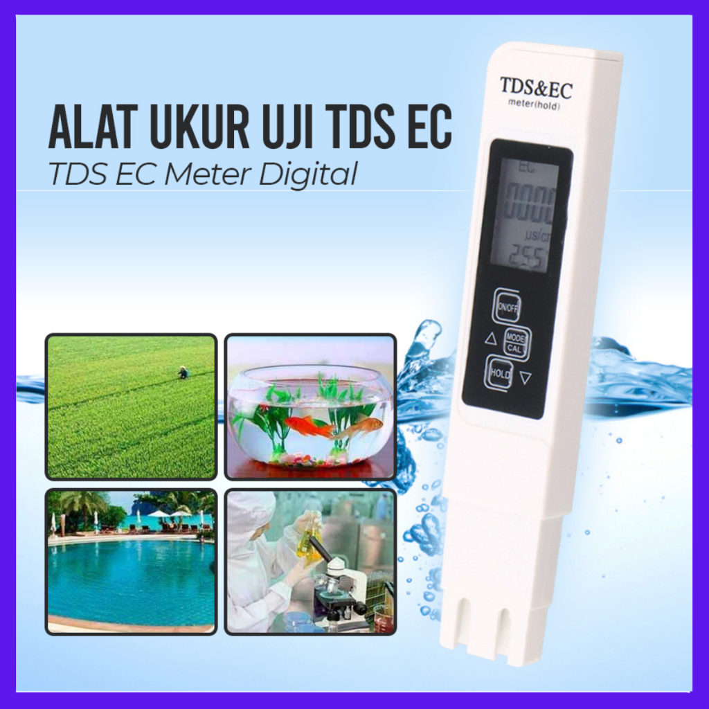 TDS/EC Meter / Alat Ukur Air / Hidroponik Alat Ukur Uji TDS EC Meter Digital Air Minum Akuarium