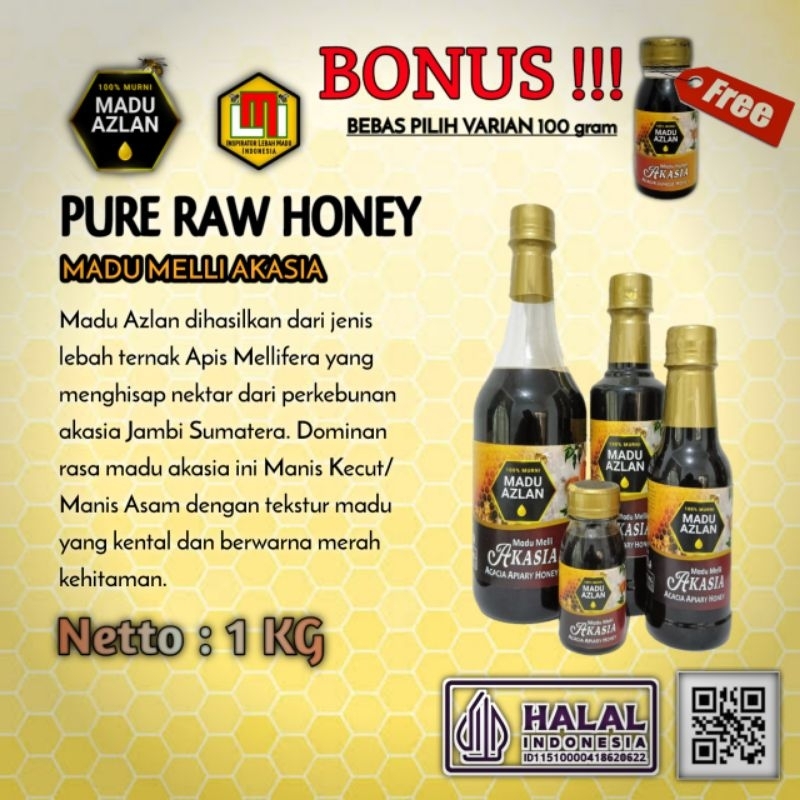

PROMO !!! Madu Murni Nektar 100% - Madu MELLI Akasia - Madu AZLAN Kualitas Premium - Kemasan 1 kg
