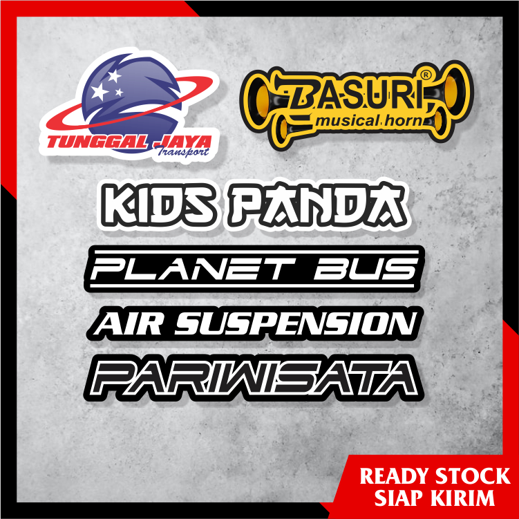 6PCS LOGO TUNGGAL JAYA TRANSPORT KIDS PANDA BASURI PLANET BUS- STIKER BUS STICKER BISMANIA AGUNG KID