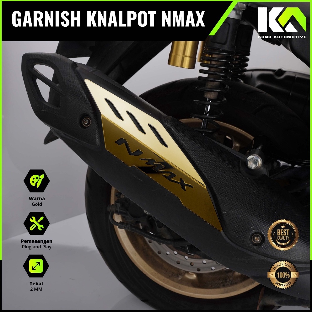 Laris GARNIS TUTUP KNALPOT NMAX CARBON MERAH GOLD ALL NMAX NEW TUTUP COVER KNALPOT MUFFLER NMAX NEW 