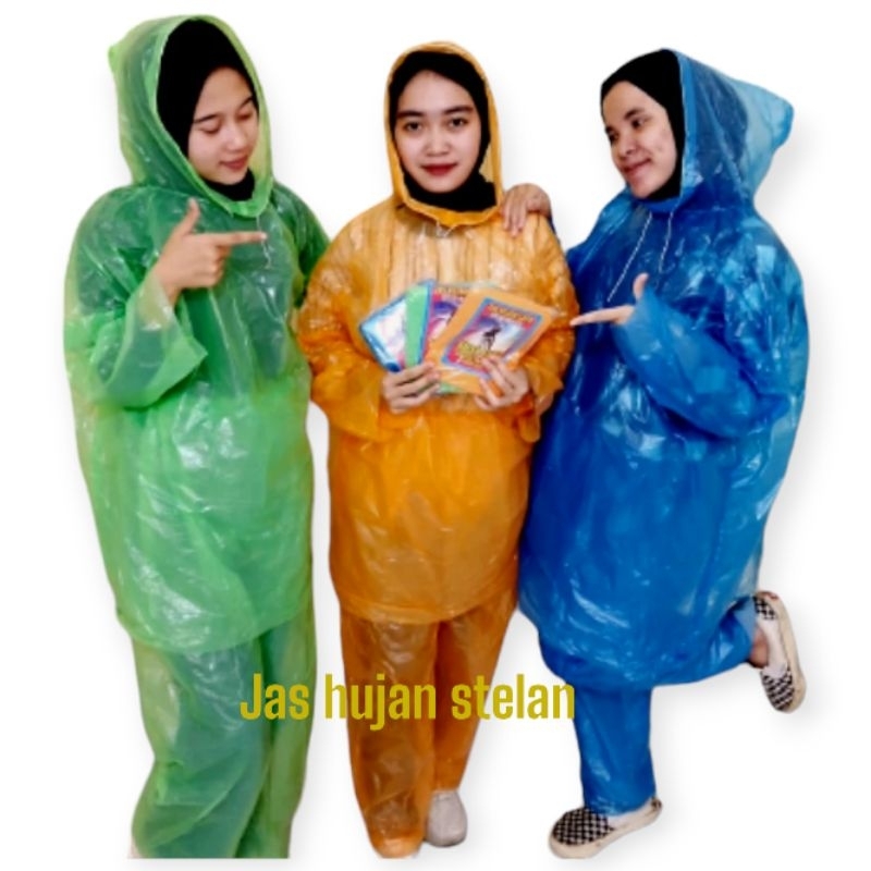jas hujan plastik HDPE jas hujan stelan baju celana