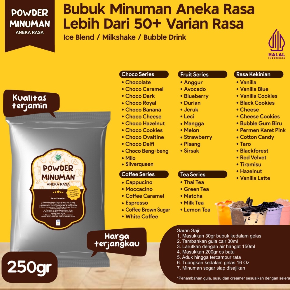 

Best S3ller Bubuk Serbuk Minuman Bubuk Minuman Kekinian 250 Gram Aneka Instan Boba Powder Drink C27 Elewen