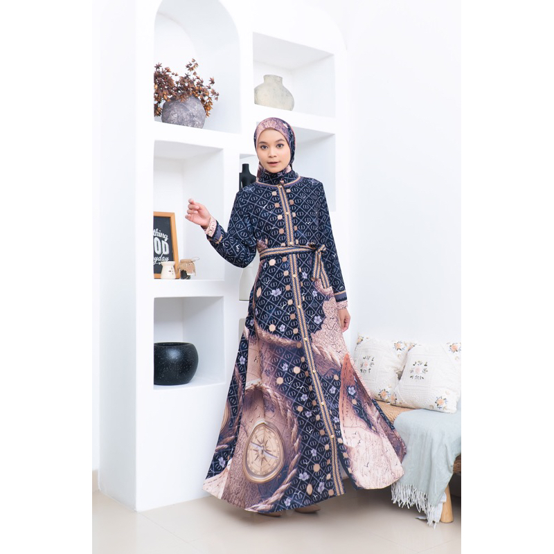 Gamis printing, Gamis printing terbaru, gamis Wolfis, gamis terbaru, gamis shr, gamis golden kompas,