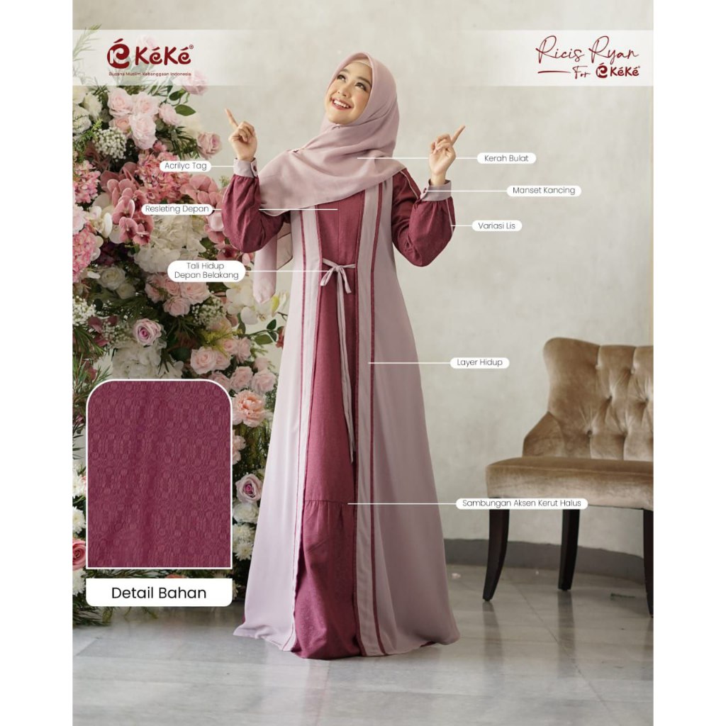 Sarimbit Keke Ricis Satory Series - Burgandy / Sarimbit Keluarga Terbaru 2024 / Baju Sarimbit Keluar