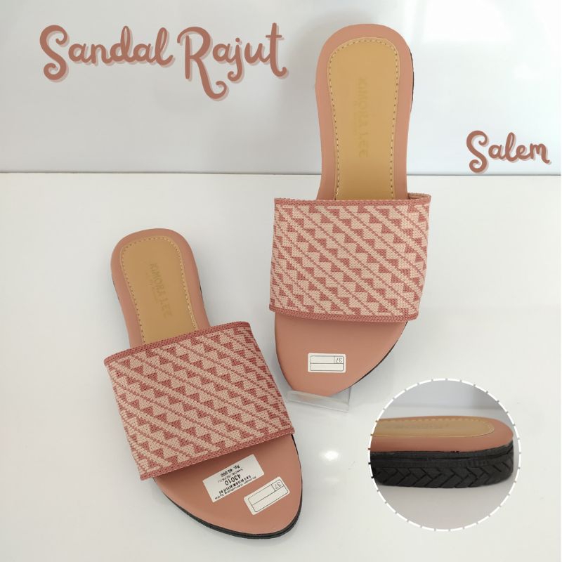 GROSIR JILBAB SYIFA - SANDAL RAJUT WARNA SALEM TINGGI 2cm