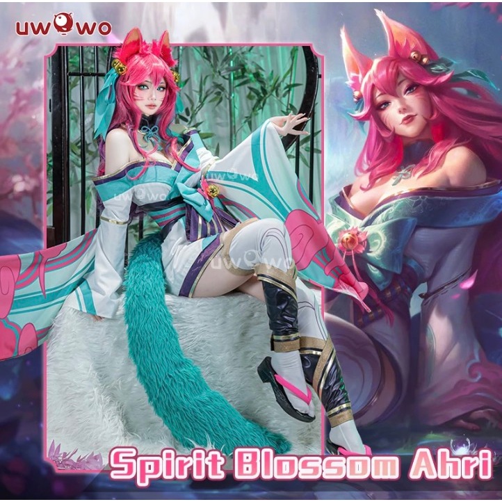 PRE-SALE UWOWO LOL Ahri Cosplay Costume League of Legends Spirit Blossom Cosplay Ahri New The Nine-T