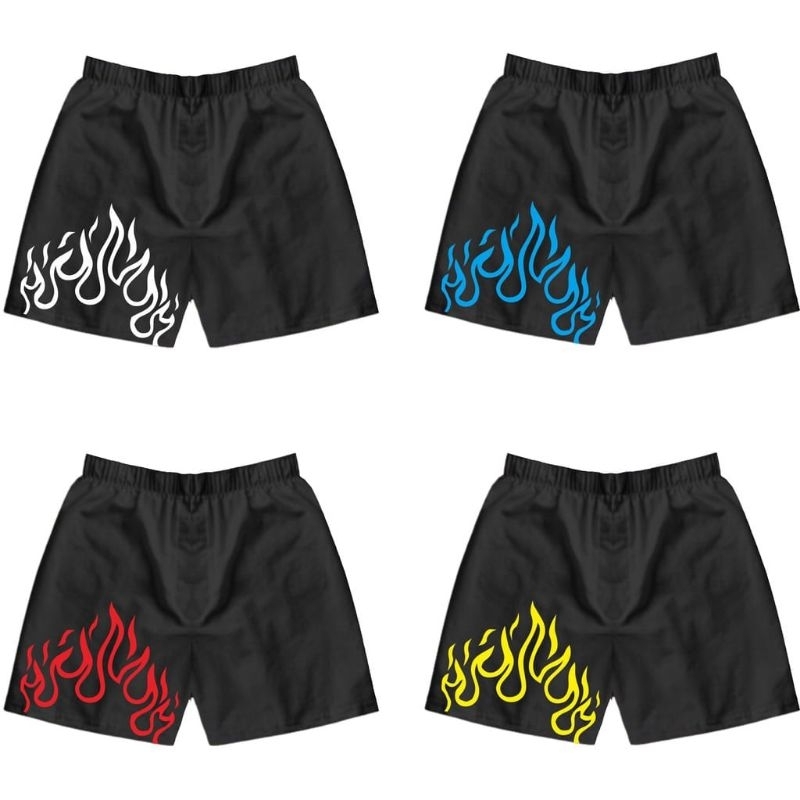 celana kolor pendek corak api pria dan wanita