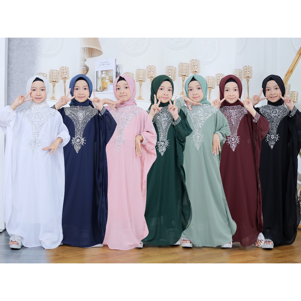 Kaftan Anak Perempuan 2 3 4 5 6-12 Tahun Kafatan Terbaru Lebaran Caftan Korean Style Baju Mewah 2025