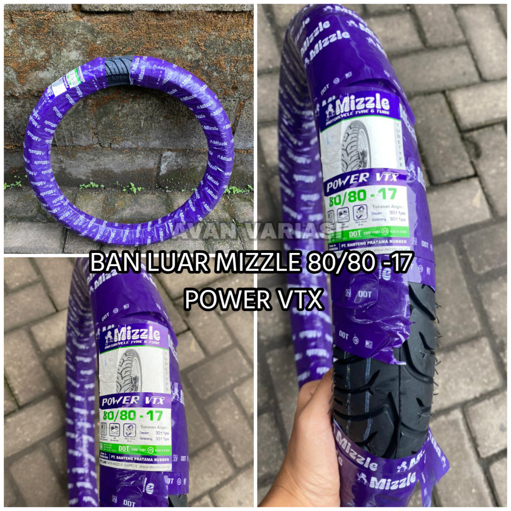 BAN LUAR MIZZLE TYPE POWER VTX 80/80 -17 TUBETYPE || BAN LUAR MOTOR MIZZLE TUBETYPE 80/80 RING 17