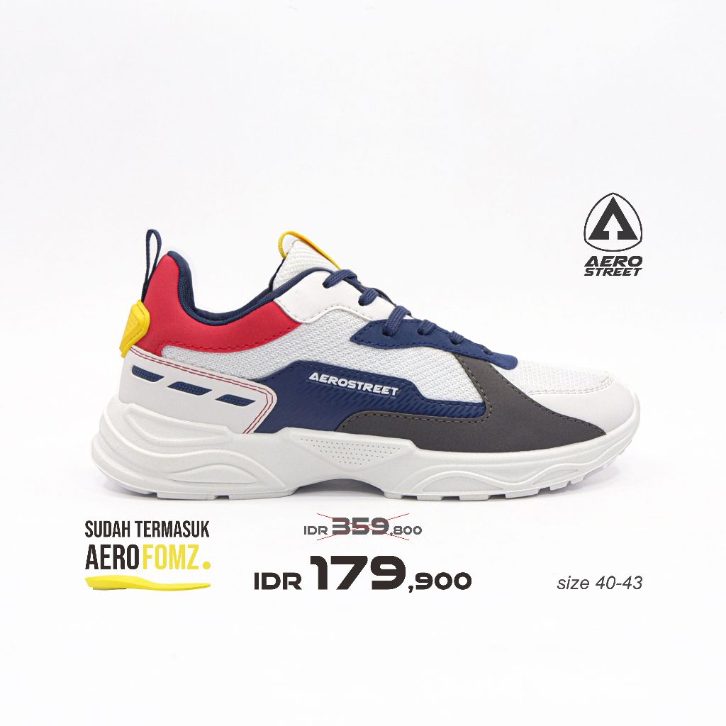 	 Aerostreet 40-43 Riku Putih Biru Tua Merah - Sepatu Sneakers Sport 21HH31	