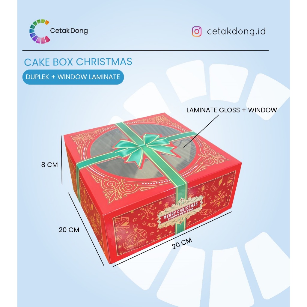 

Cake Box Natal Kotak Kue Christmas Dus Packaging Kemasan 20x20 ADJUST TINGGI RENDAH