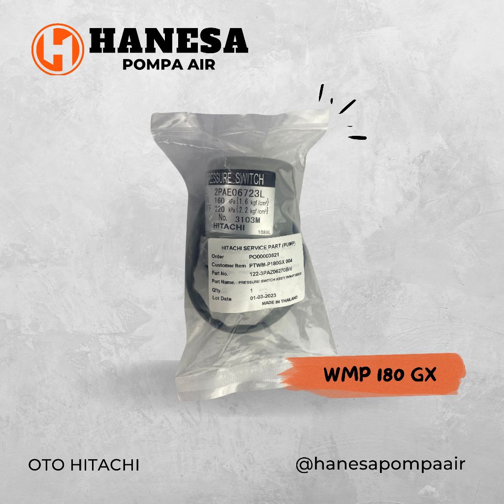 Otomatis Hitachi WMP 180 GX (Pressure Switch)