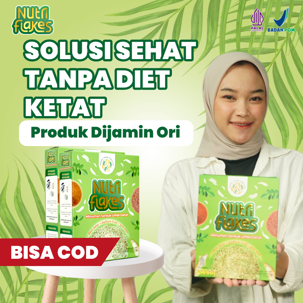 

Promo Nutriflakes Original Sereal Sehat Umbi Garut Daun Kelor Bagus Untuk Pencernaan Diet Asam Lambung Maag GERD Halal MUI BPOM Gratis Ongkir COD