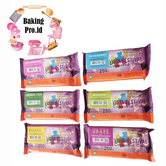 

Elmer Compound Vista Festival 250gr / Elmer Compound Color / Cokelat Batang Rasa Buah / Cokelat Blok Warna 250gr