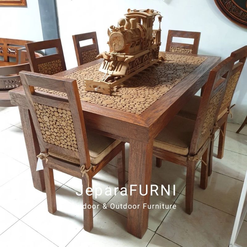 PROMO MEJA MAKAN JATI 6 KURSI I MEJA MAKAN KOIN I MEJA MAKAN MINIMALIS I KURSI MAKAN KOIN JATI