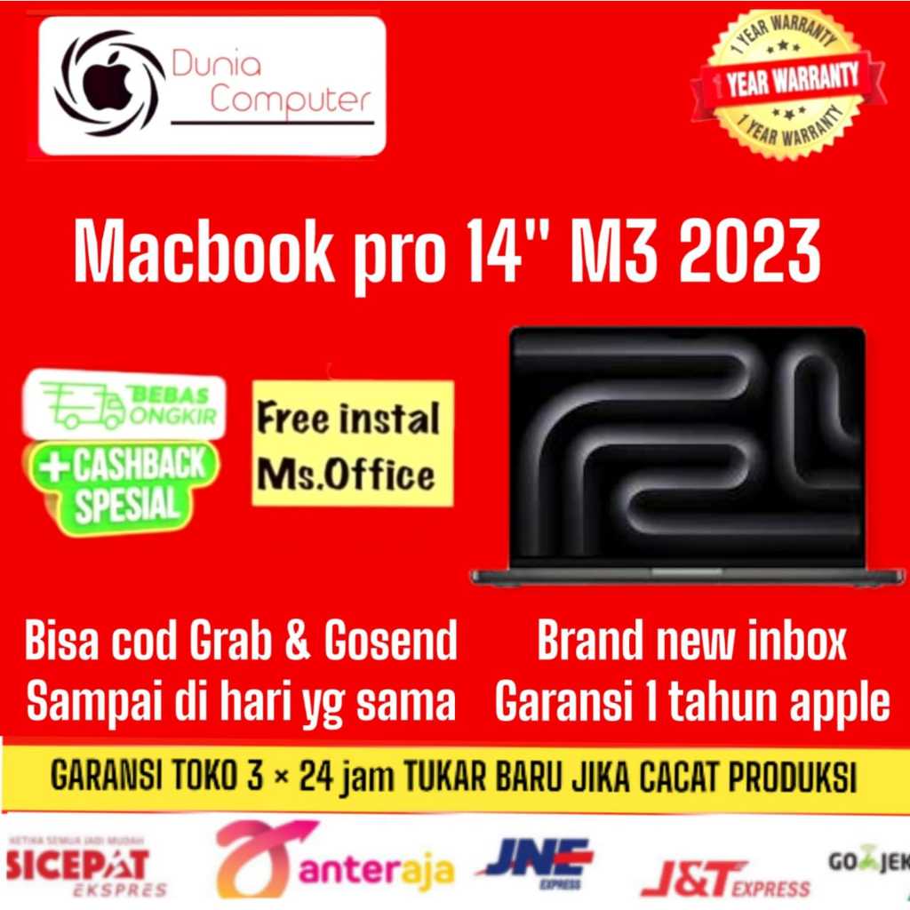Laptop McBook Pro 2023 M3 14" Inch RAM 8GB SSD 1TB 512GB