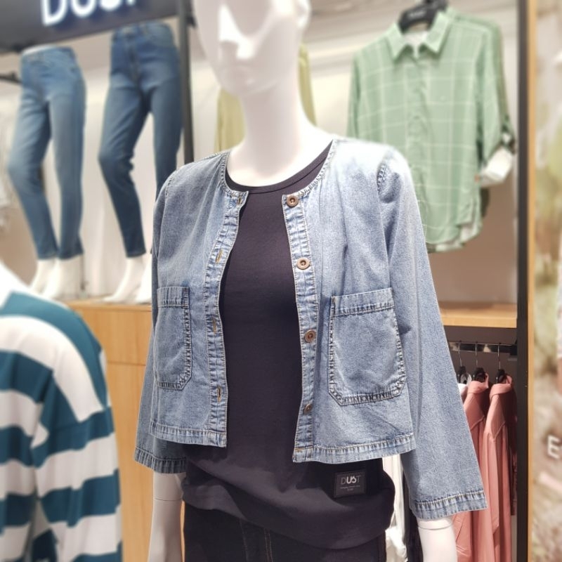 DUST Jaket crop jeans + kaos dalam