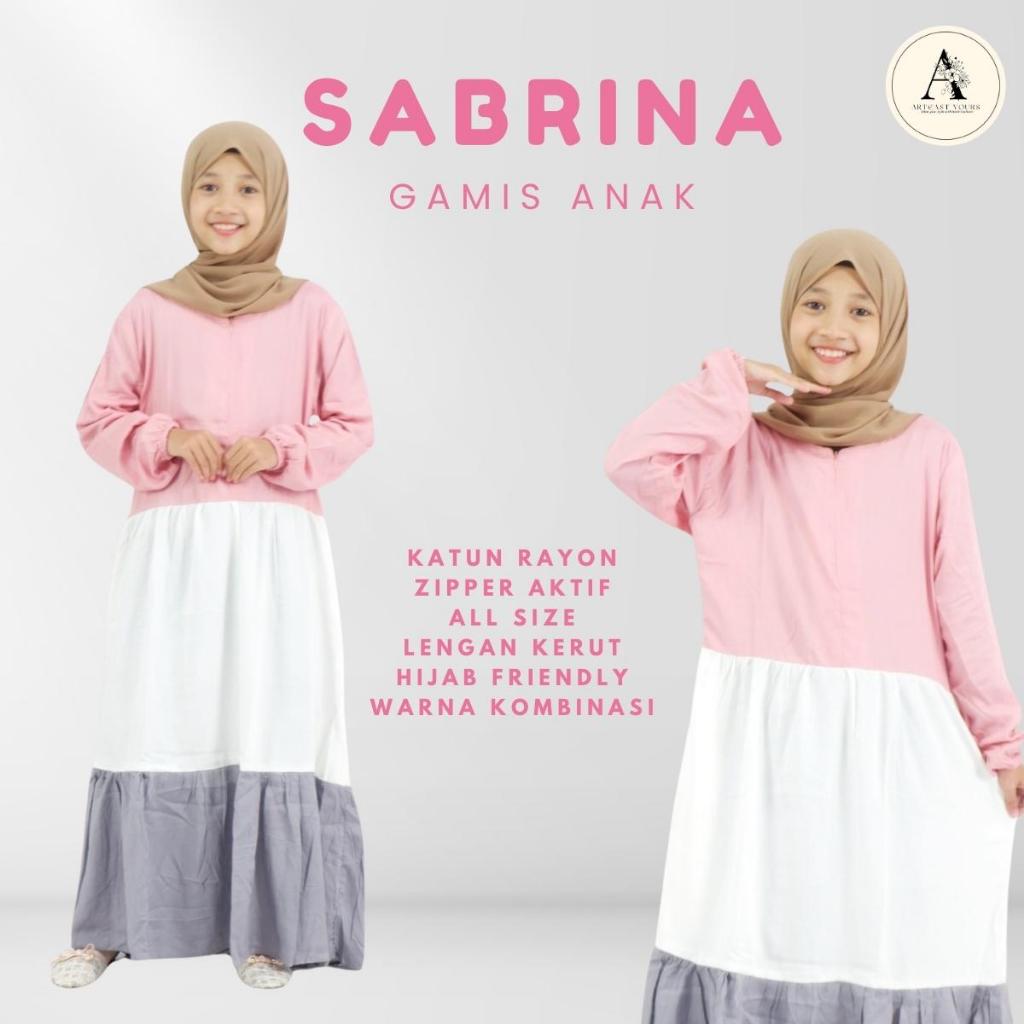 SABRINA Gamis Remaja Tanggung 9-13 Tahun Baju Gamis Anak Perempuan Gamis Rayon Pelangi