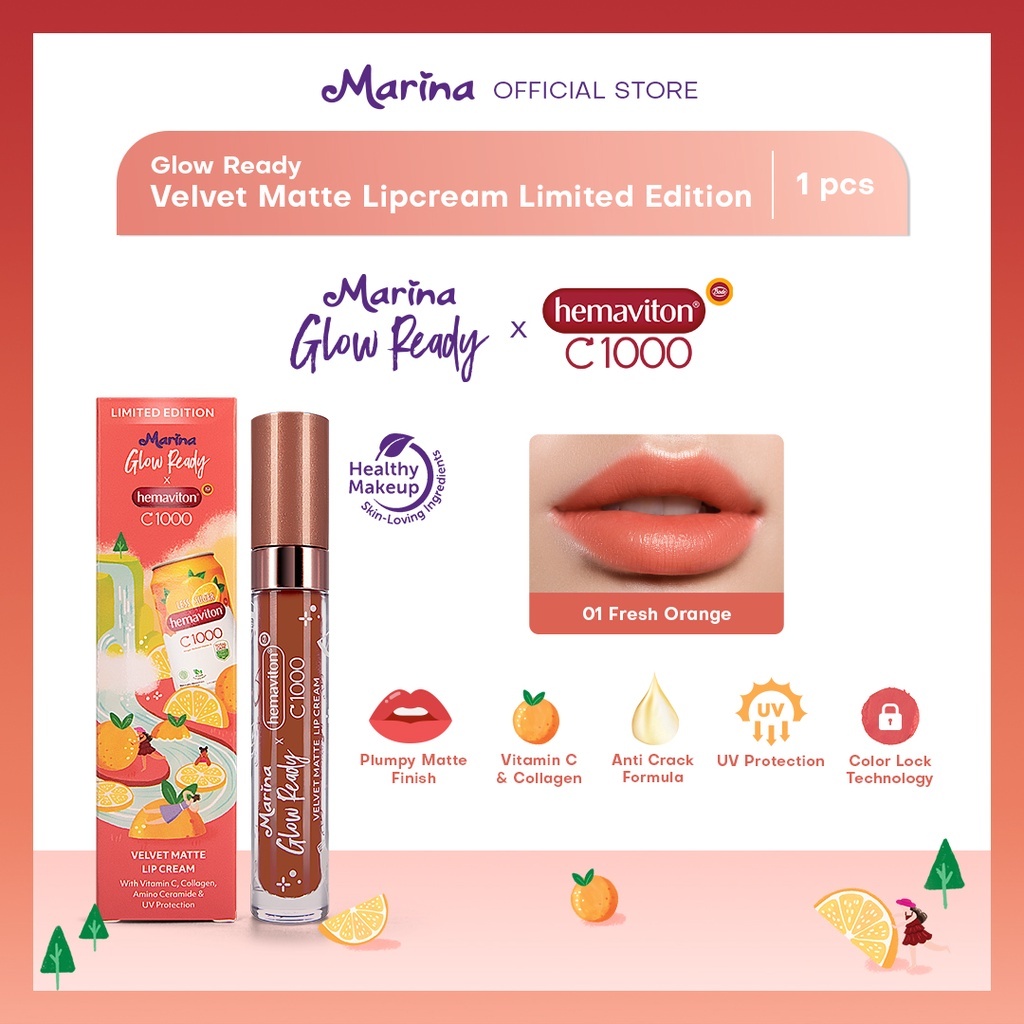 [Delima] Marina Glow Ready Velvet Matte Lip Cream Limited Edition X hemaviton Cl 000