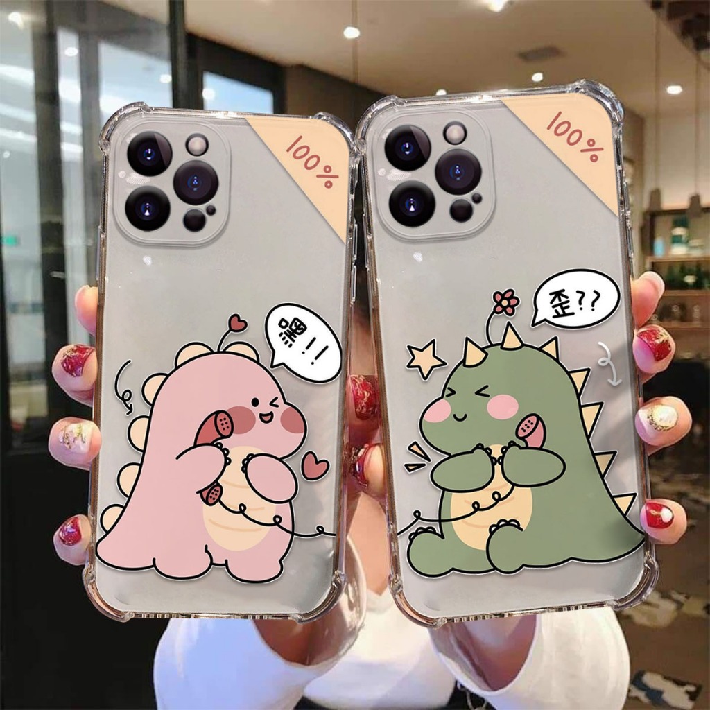 #Cm06 Case Bening Anticreak Couple Dino For Oppo/Vivo/Realme/Xiaomi/Infinix/Samsung/Iphone