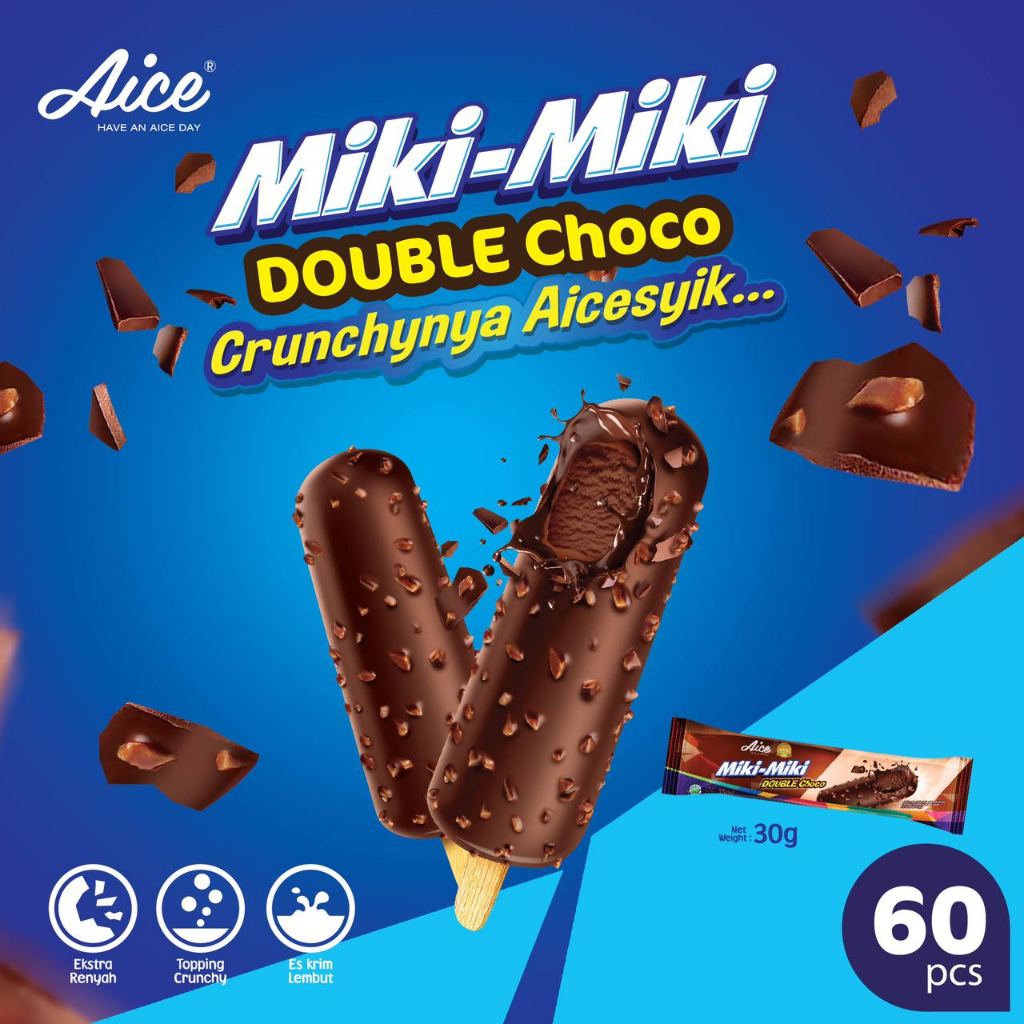 

Aice Miki Miki Double Choho Ice Cream 1 karton = isi 60 Pcs Es krim