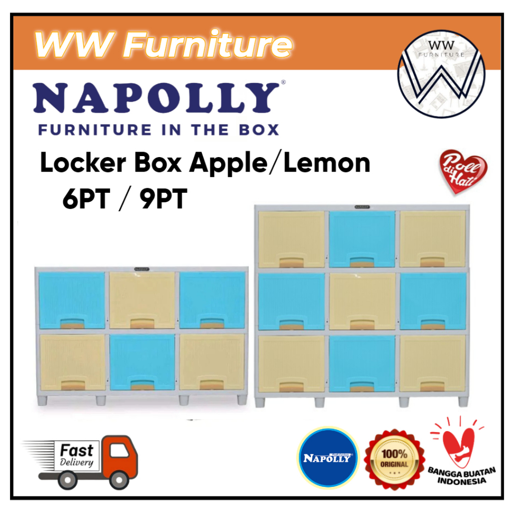 Lemari Plastik Locker Box Napolly Apple / Lemon Lemari Pakaian Plastik Lemari Locker Napolly Lemari Napolly