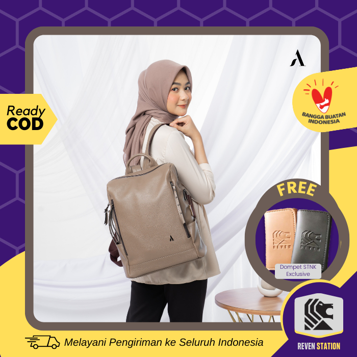 Tas Ransel Tas Punggung Backpack Laptop Jinjing Wanita Kerja Kuliah Kulit Asli Hania