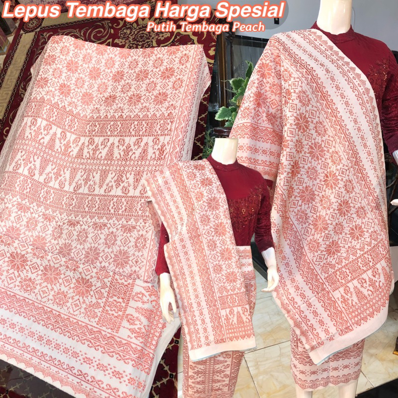 Songket Lepus Tembaga Harga Soesual Putih Tembaga Peach / songket tenun asli palembang /ilham songke
