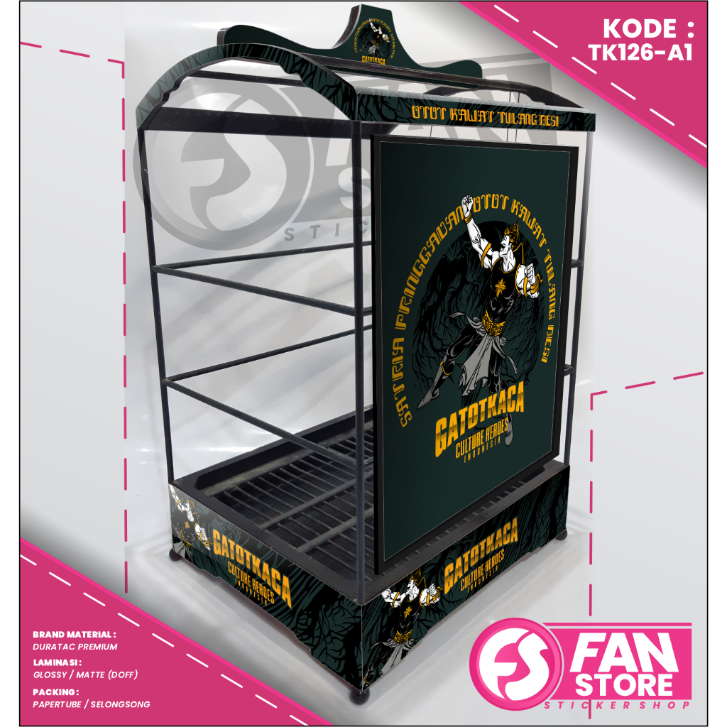 DECAL STIKER SANGKAR KENARI KOTAK - STIKER DECAL KANDANG BURUNG KOTAK MOTIF WAYANG - KODE TK126