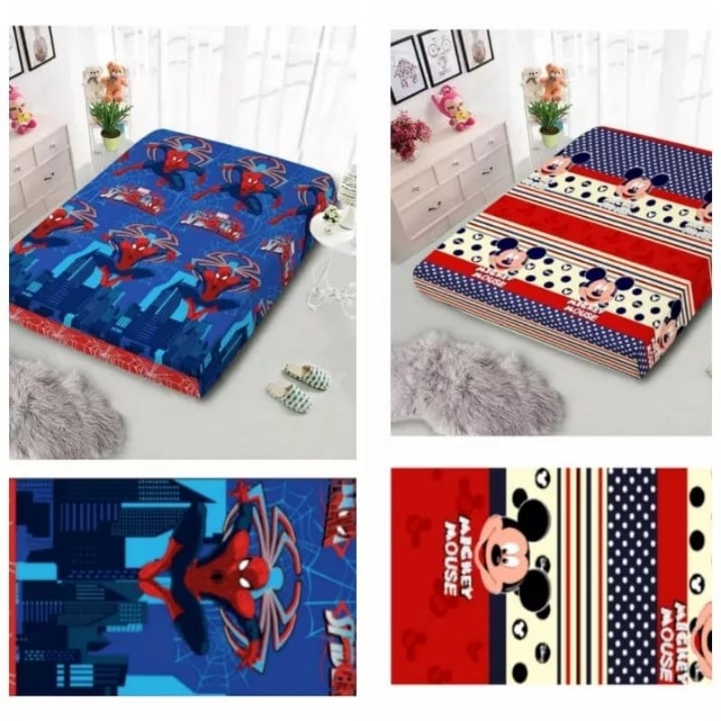 Urung Kasur Busa Resleting Sprei sleting karakter termurah no 1, no 2, no 3, no 4 | 90x200x15 / 100x