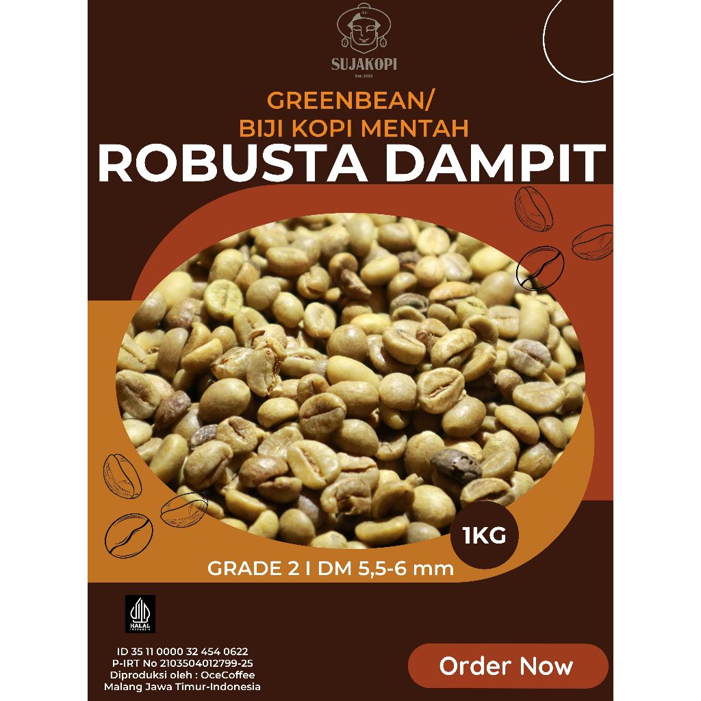 

Kopi Robusta dampit 25kg greenbean biji kopi mentah G2 non sortir DM 5,5-6,5 mm