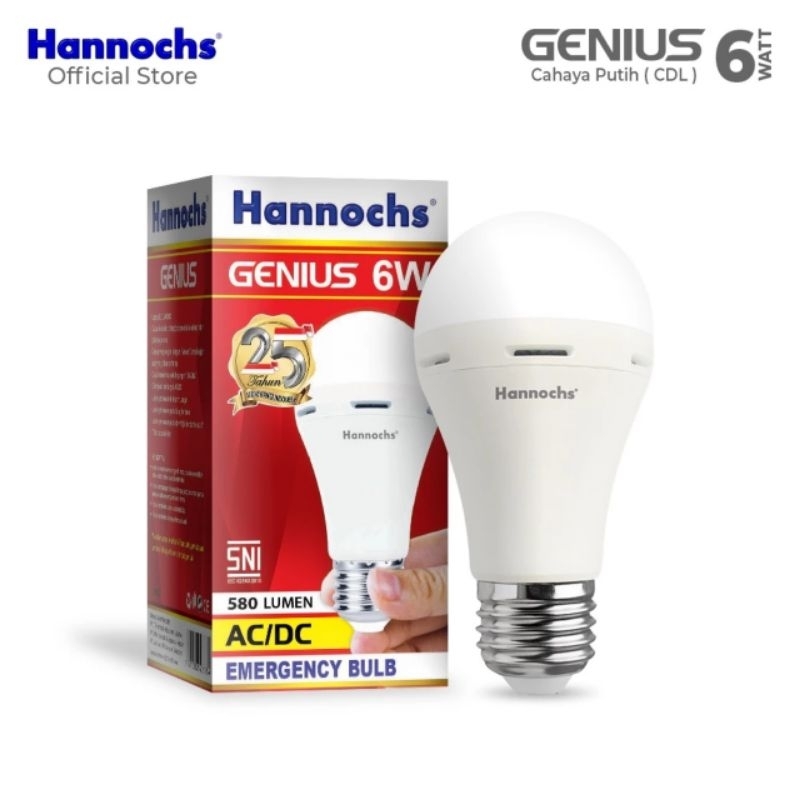 LED HANNOCH GENIUS 6 WATT / LED AC DC / LAMPU AJAIB