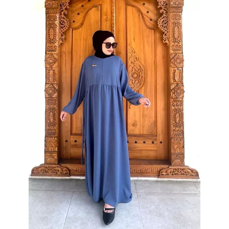 dress panjang dress panjang wanita Freya dress - gamis jumbo polos simple LD 130 CM Crinkle airflow 