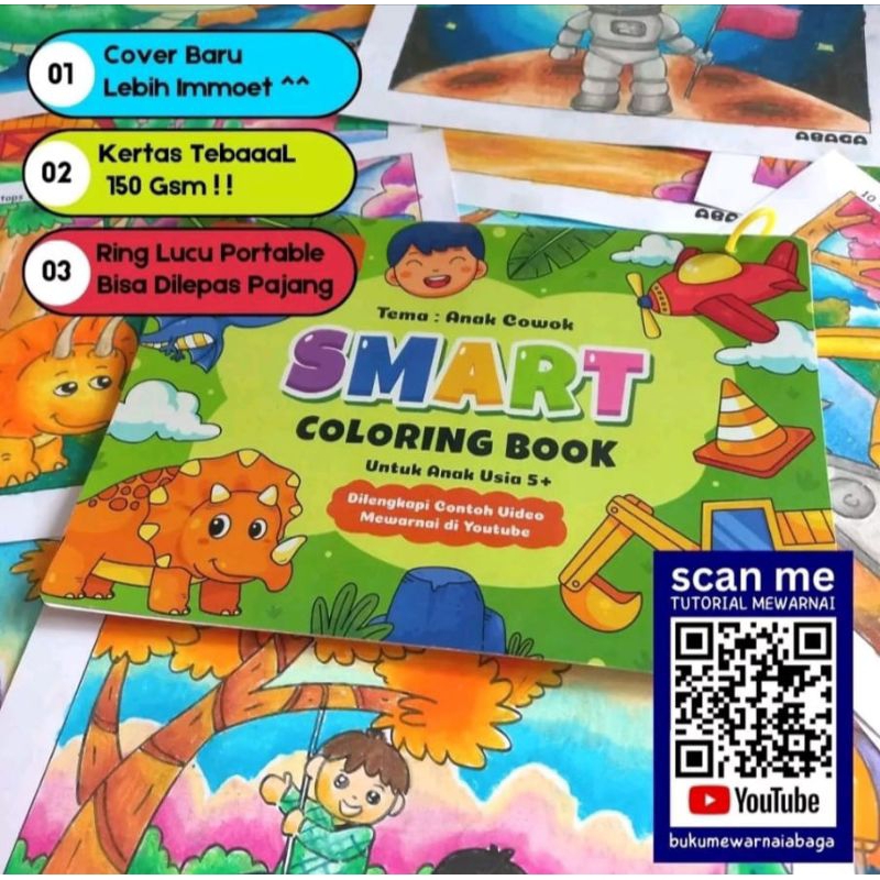 

Buku Mewarnai Anak Tema Anak Cowok / Buku Mewarnai / Smart Coloring Book