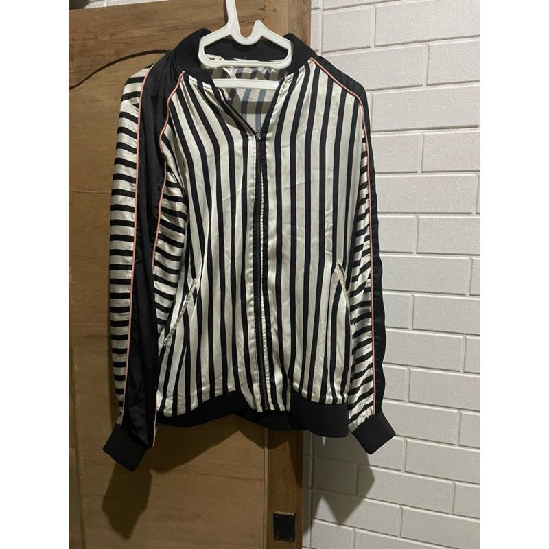 PRELOVED Stradivarius Stripped Bomber Jacket
