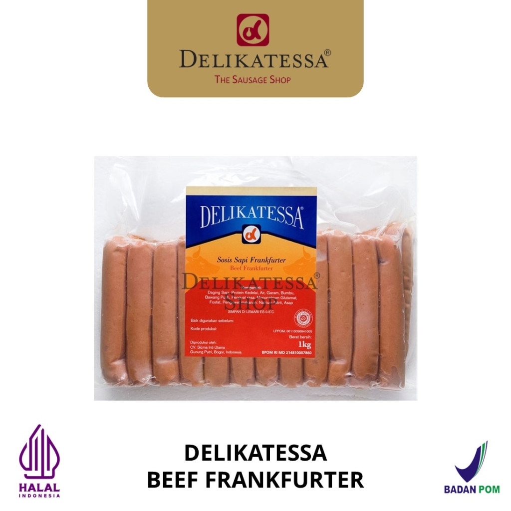 

Delikatessa Beef Frankfurter (1 KG) Sosis Sapi Hotdog Bakar Horeca Halal