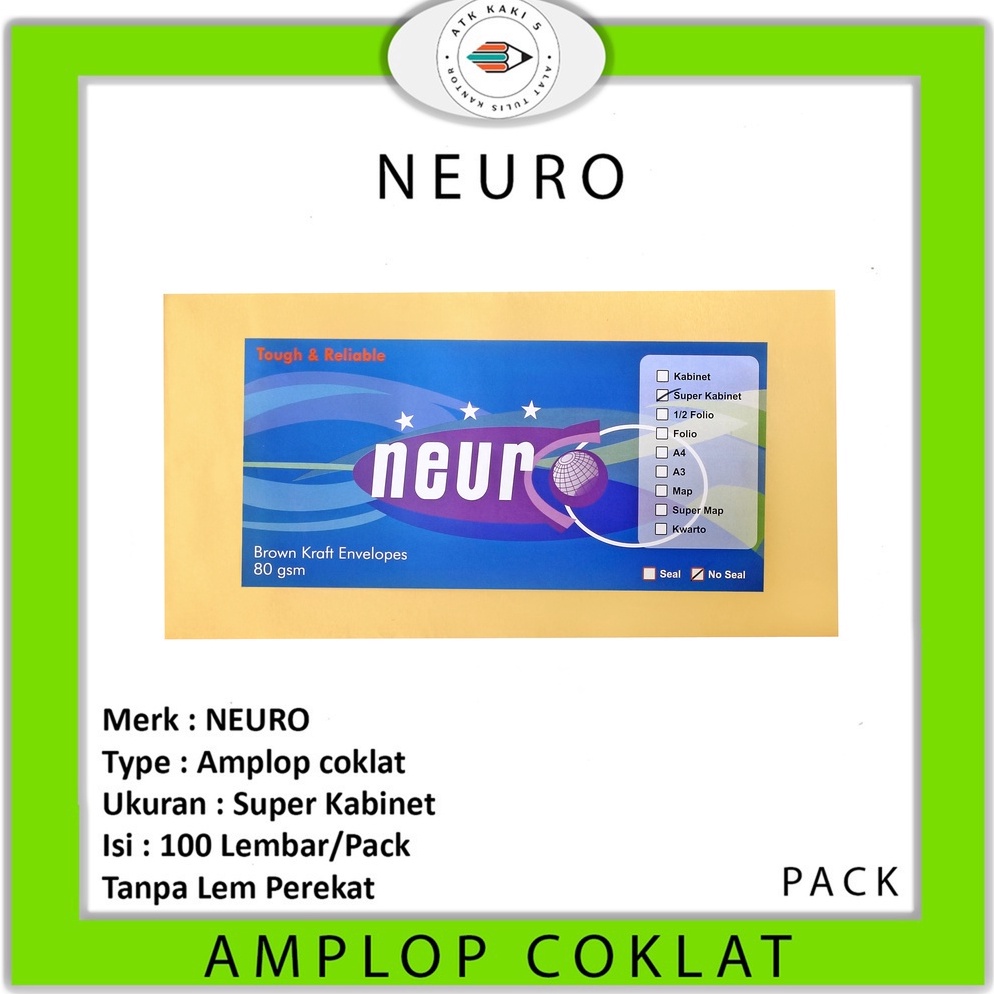 

Terbaru.. NEURO - Amplop Coklat Ukuran Super Cabinet No Seal -1 Pack 73