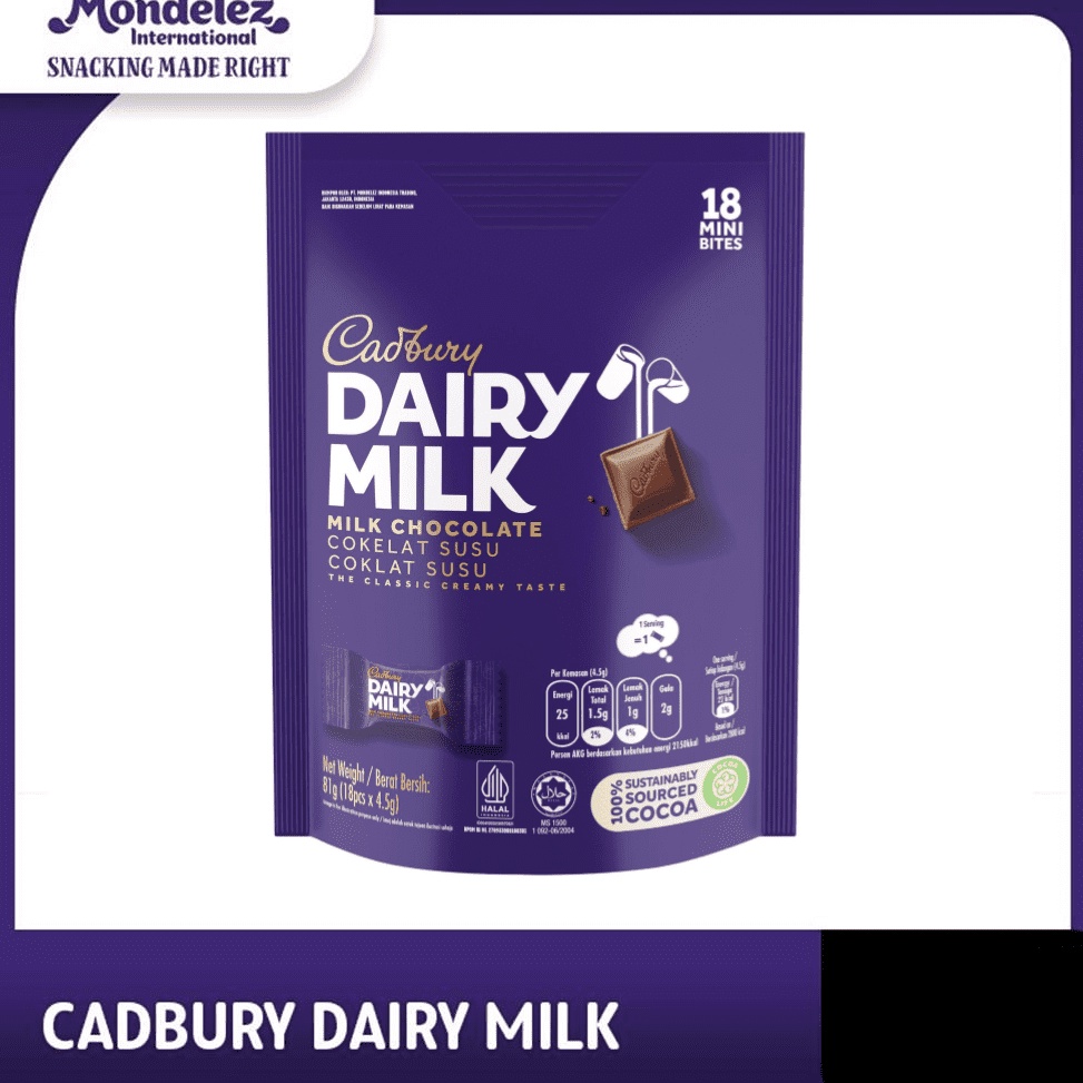 

Cadbury Dairy Milk Cokelat Sharebag Isi 18 Promo